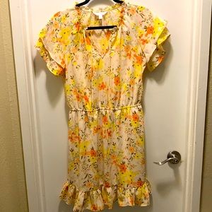 NWOT Lauren Conrad Yellow Floral Dress 👗 Size Large